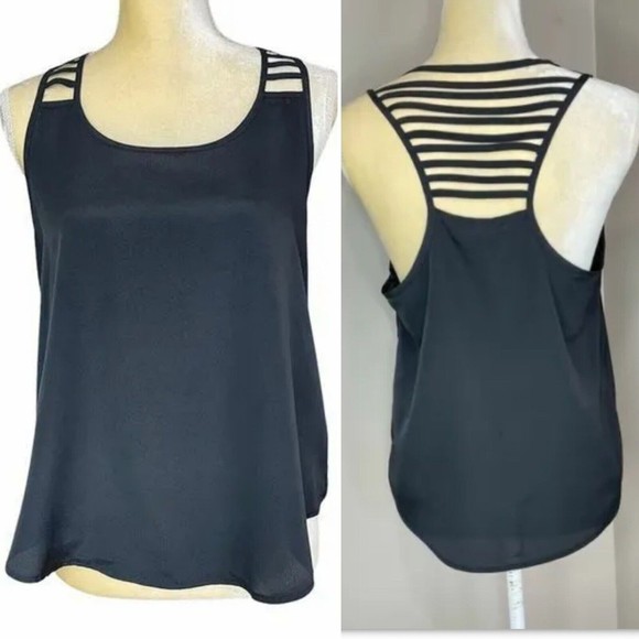 Women Cut Out Back Black Tank Top Sz Medium - Picture 2 of 12